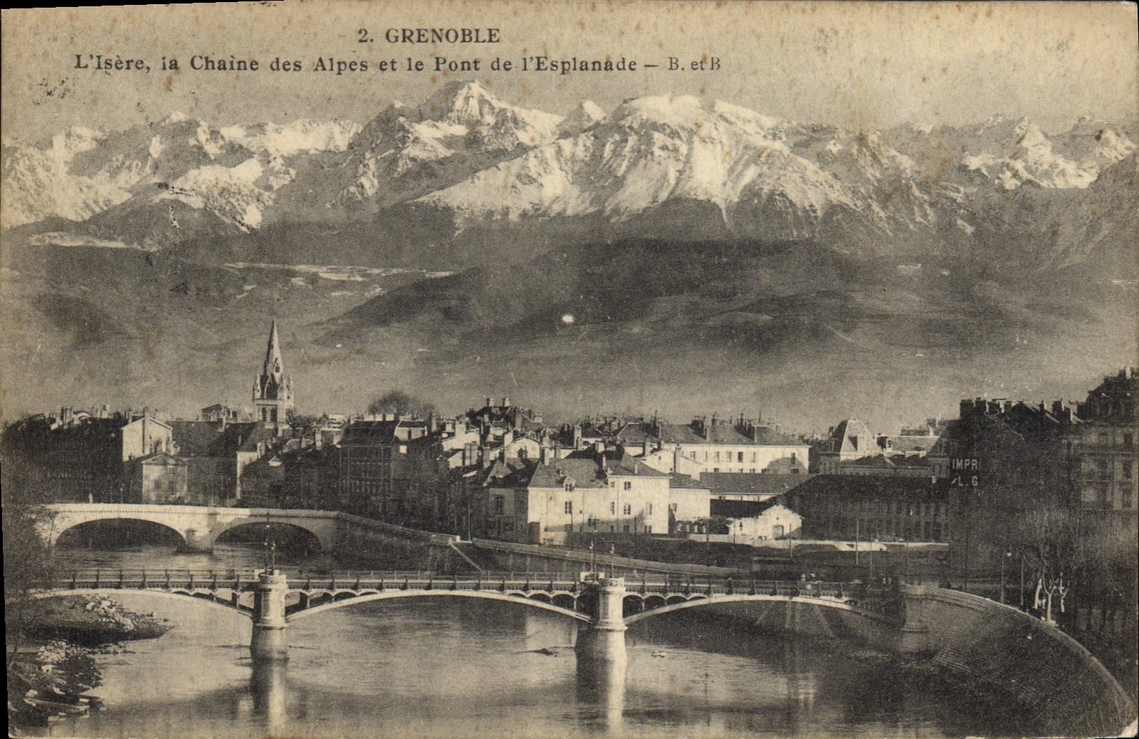 CPA Genoble L'Isere La Chaine Des Alpes Et Le Pont De I'Esplanade