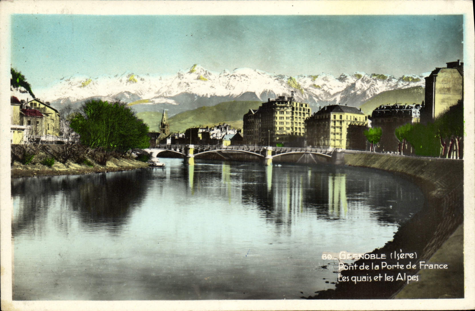 CPA Grenoble Pont De La Porte De France Les Quais Et Les Alpes