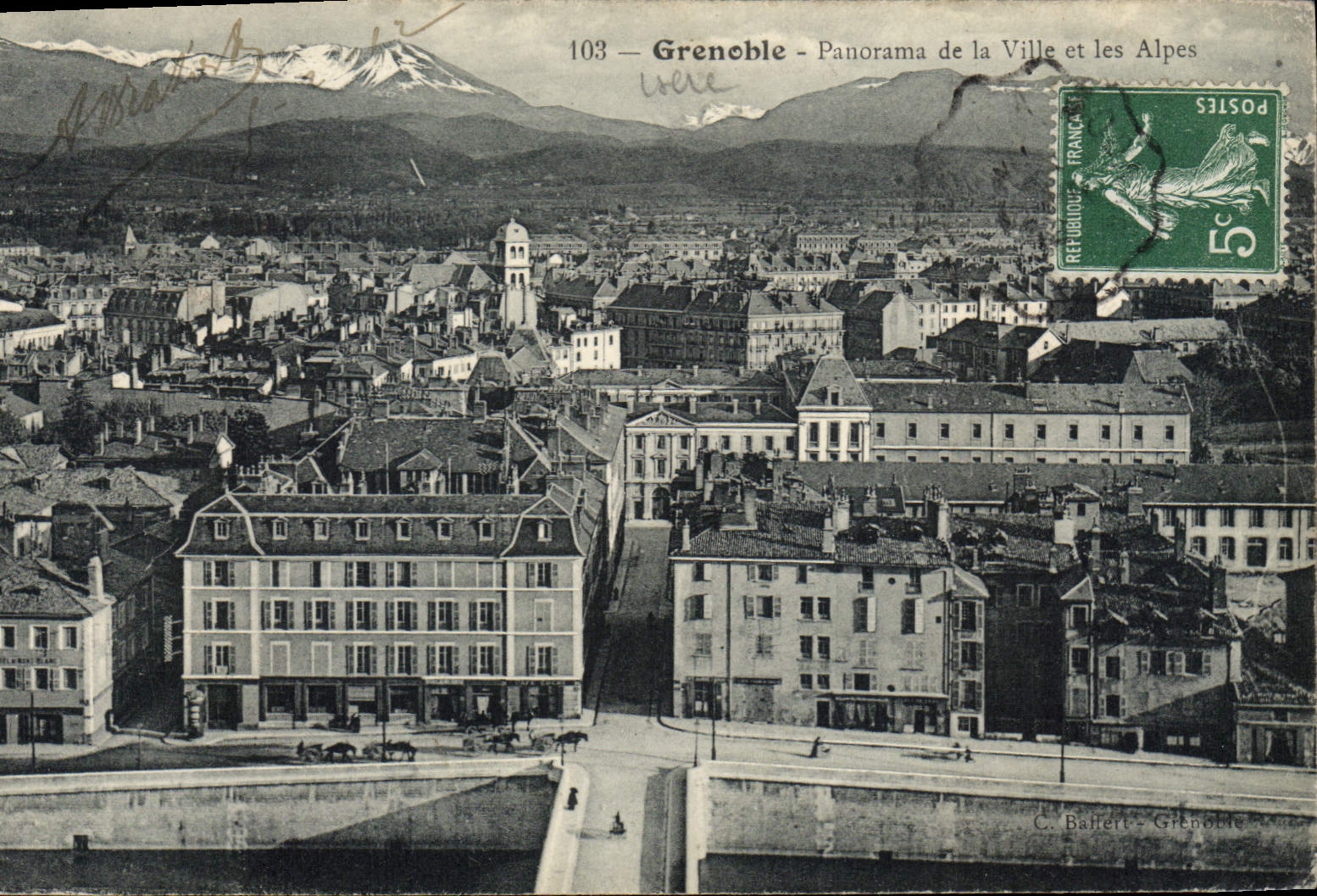 CPA Grenoble Panorama De La Ville Et Les Alpes