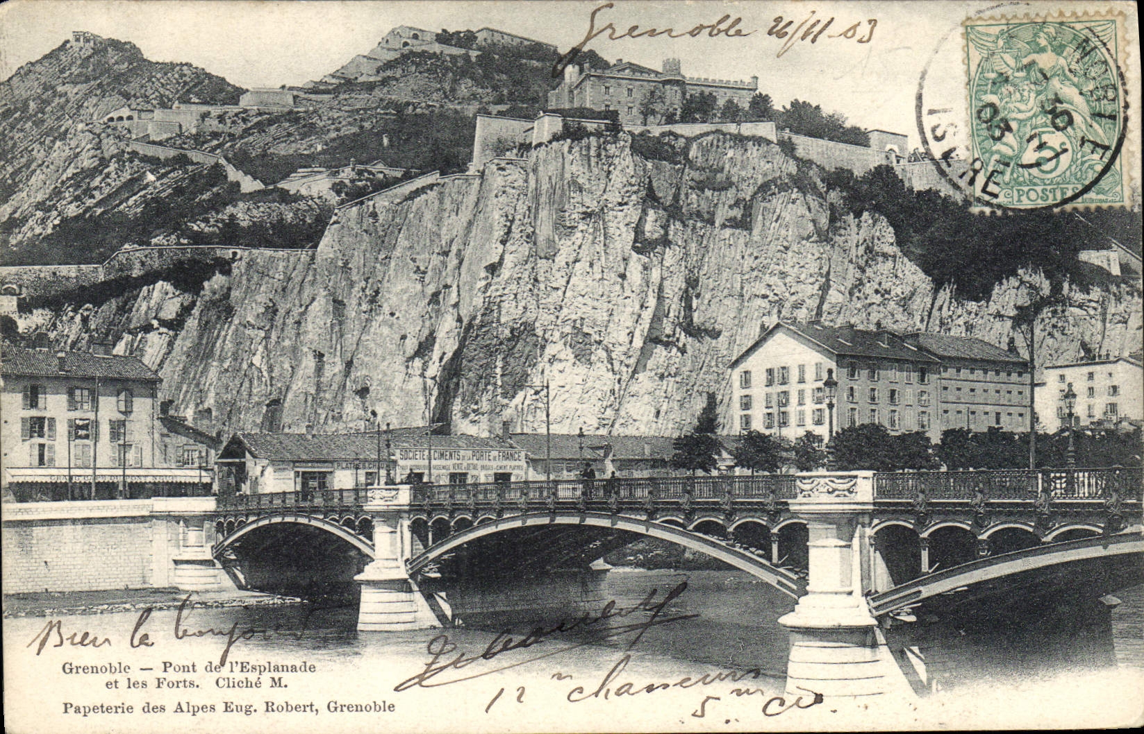 CPA Grenoble Pont De I'Esplanade Et Les Forts