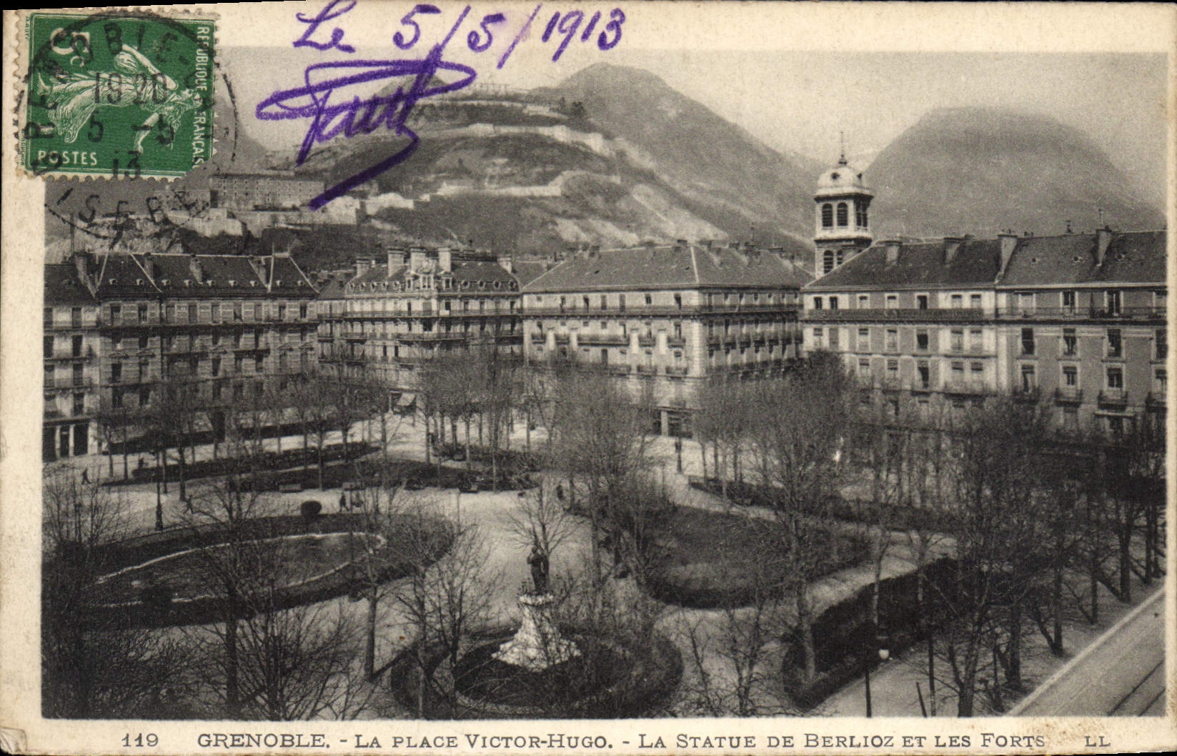 CPA Grenoble La Plage Victor Hugo La Statue De Berlioz