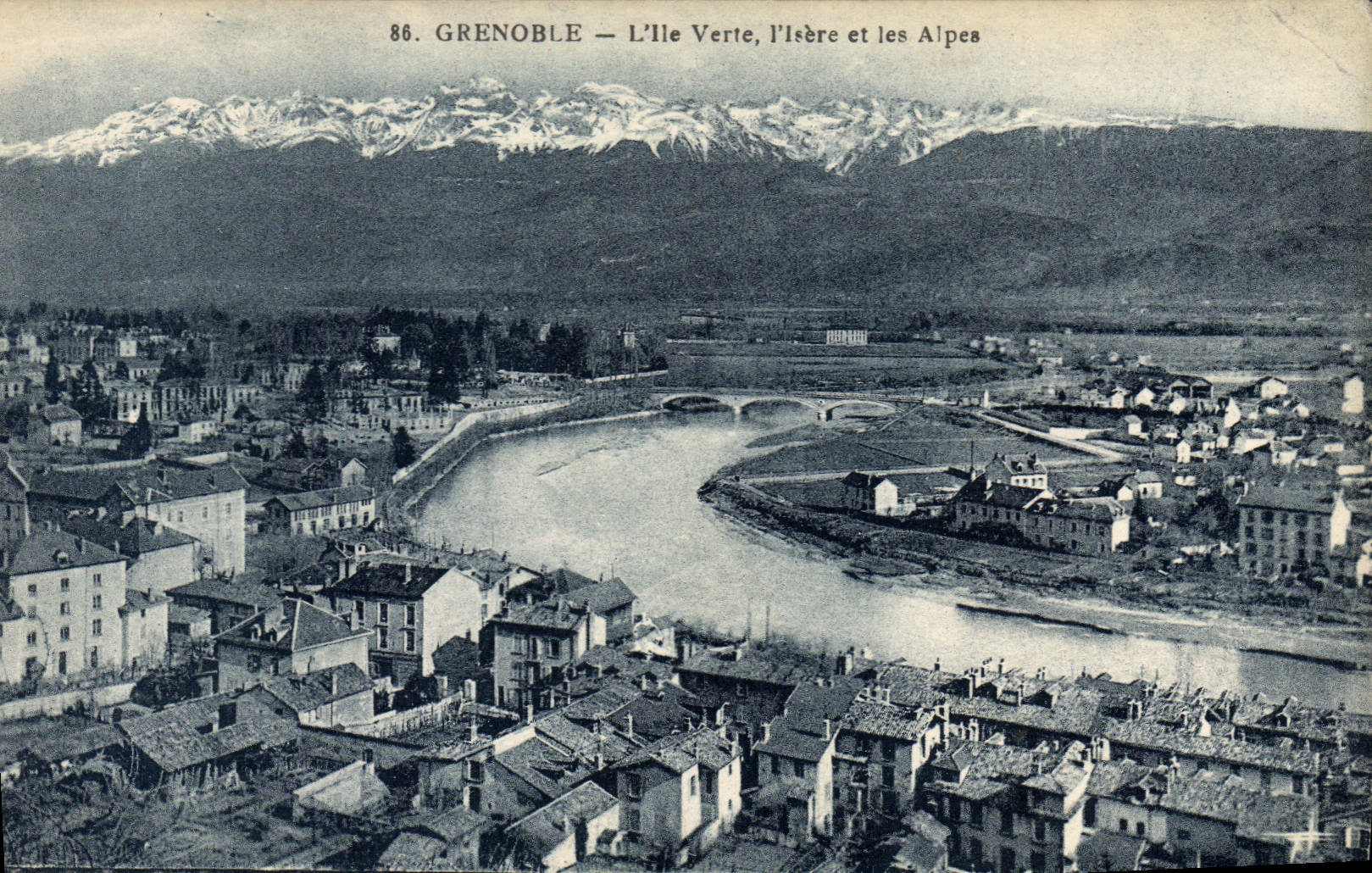 CPA Grenoble L'Ile Verte I'Isere Et Les Alpes