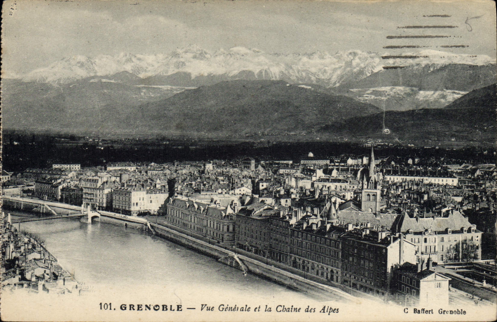 CPA Grenoble Vue Generale Et La Chaine Des Alpes