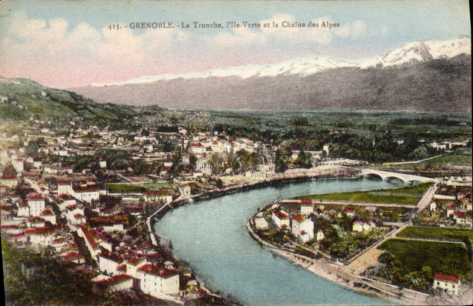 CPA Grenoble Le Tronche I'Ile Verte Et La Chaine Des Alpes