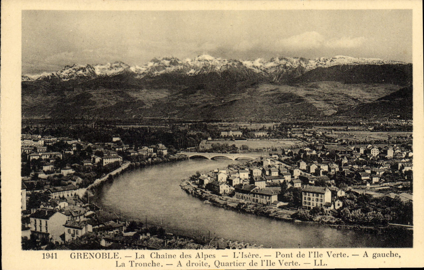 CPA Grenoble La Chaine Des Alpes L'Isere pont de l'ile verte La Tronche