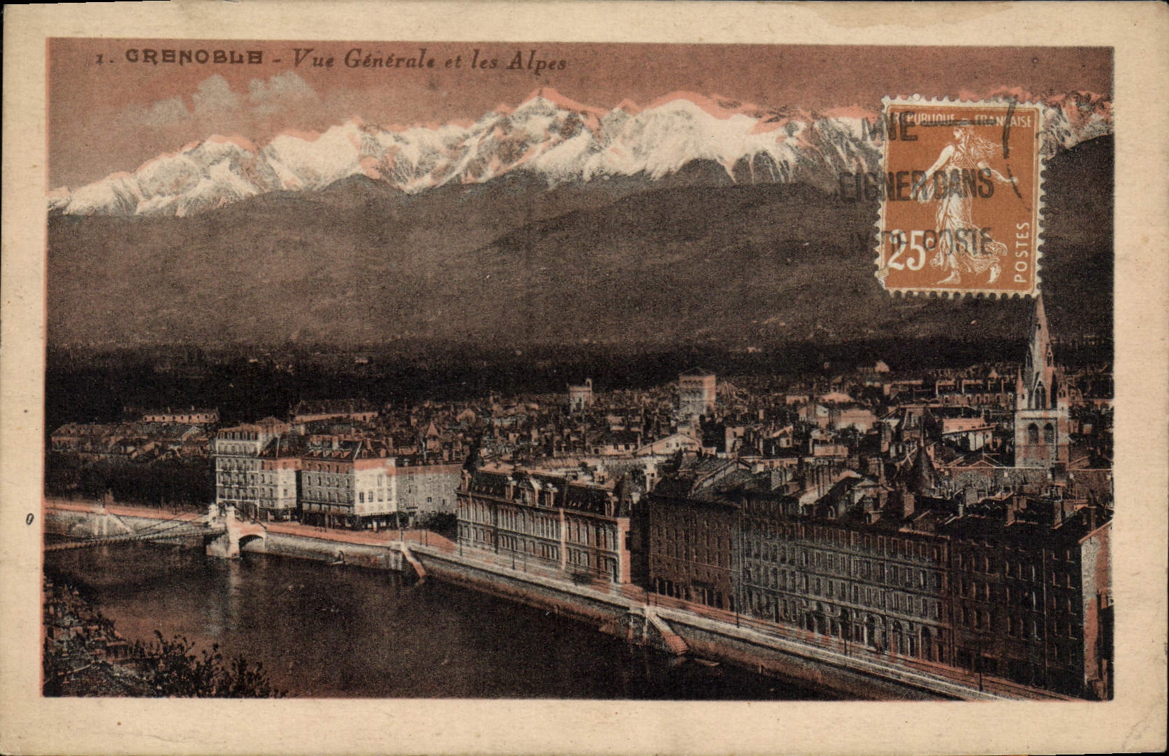 CPA Grenoble Vue Generale Et Les Alpes