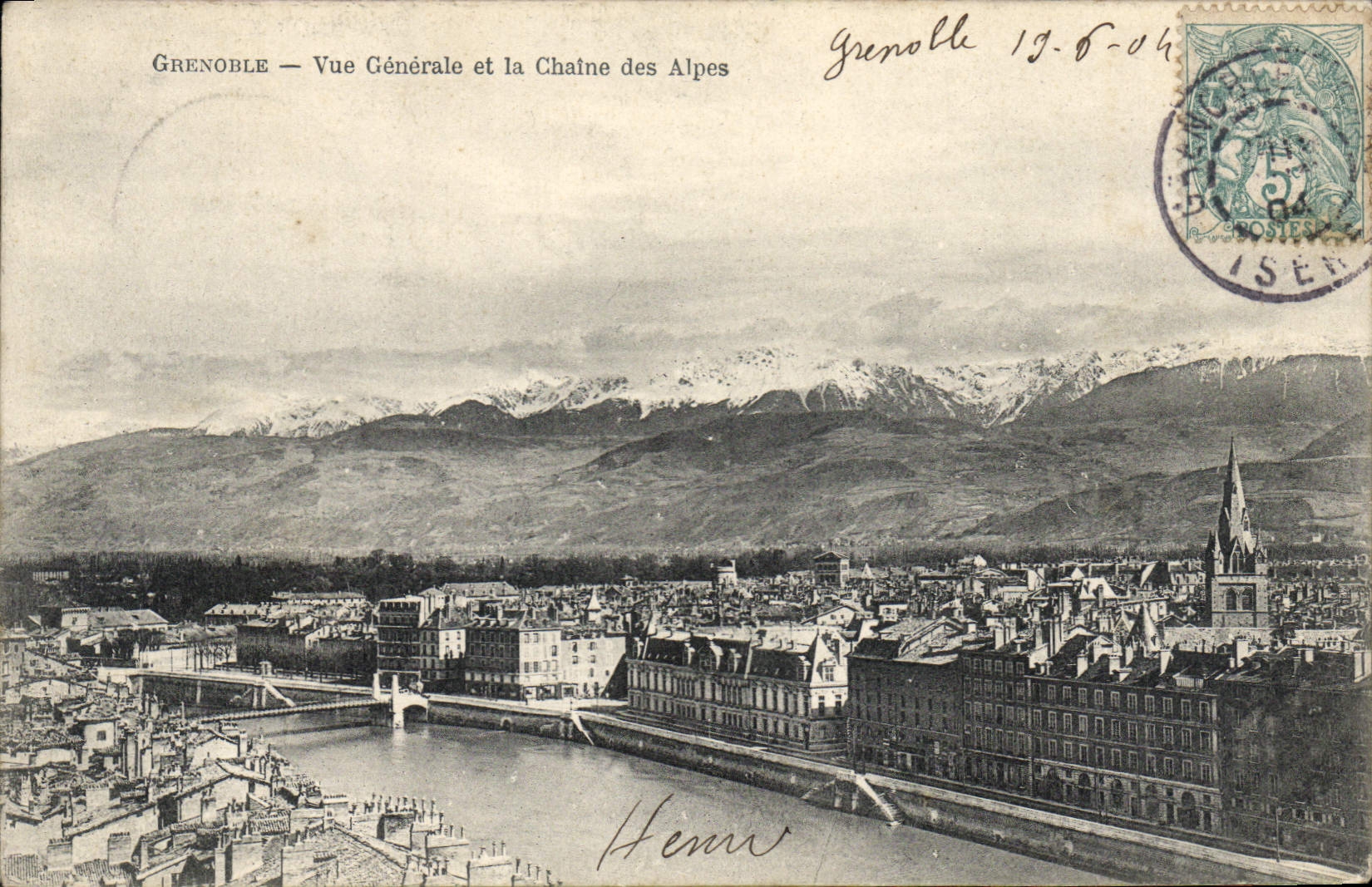 CPA Grenoble Vue Generale Et La Chaine Des Alpes
