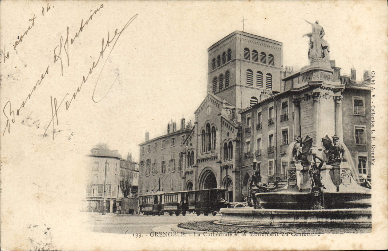CPA Grenoble La Cathedrale Et Le Monument Du Centenaire