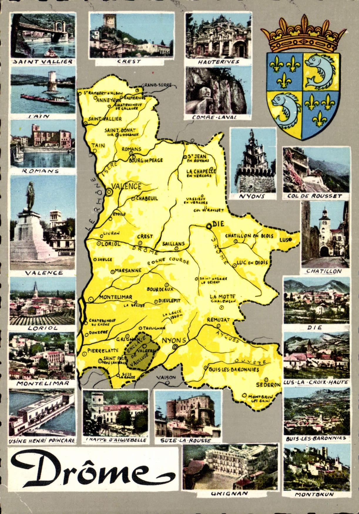CPSM Drome Saint Vallier Romans Valence Loriol usine henri Poincarré Grignan Montbrun Die Chatillon