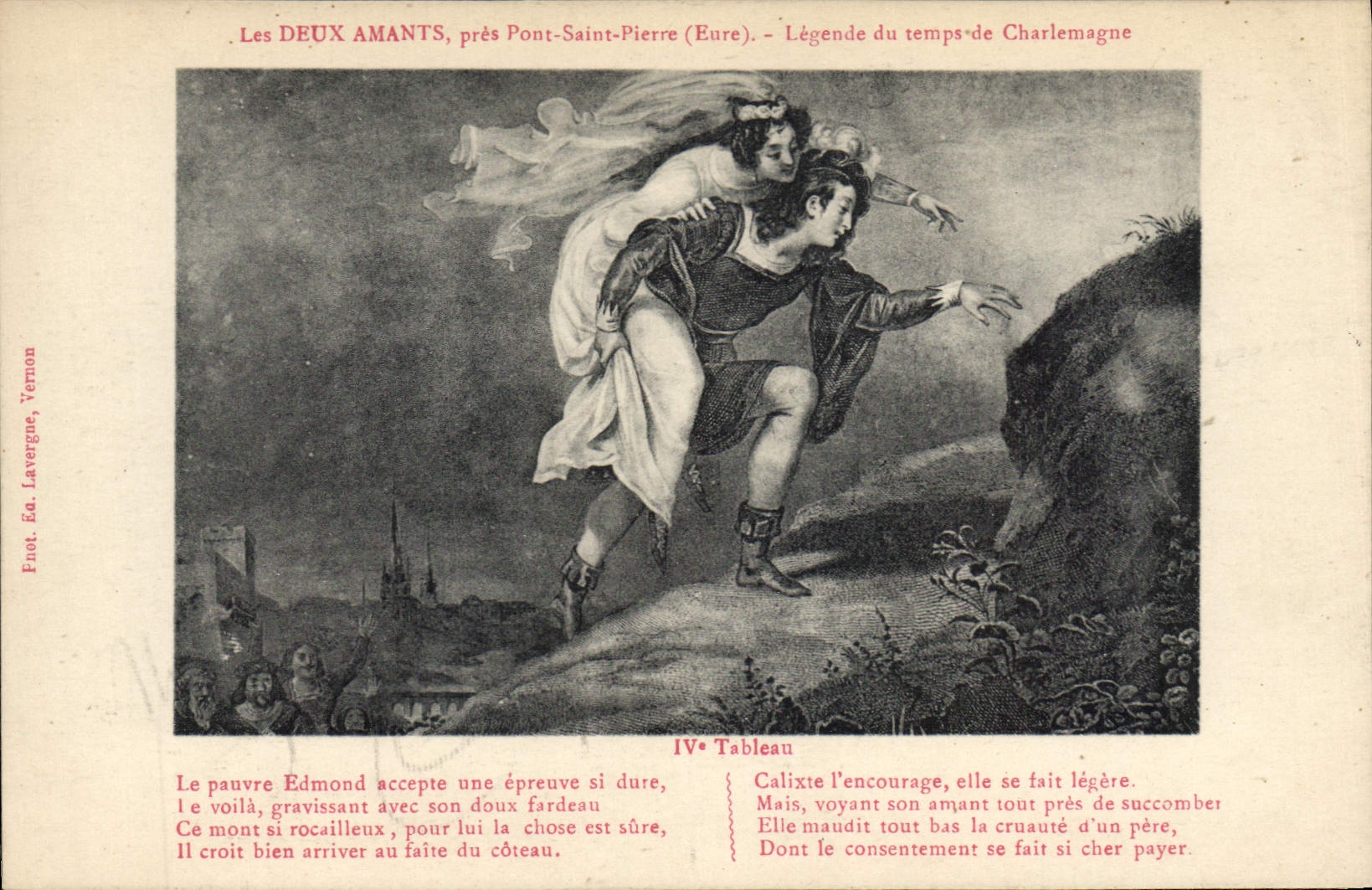 CPA Les Deux Amants Pres Pont Saint Pierre Legende Du Temps 4ème tableau