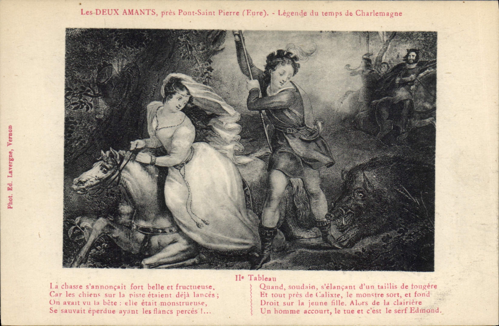 CPA Les Deux Amants Pres Pont Saint Pierre Legende Du Temps 2ème tableau