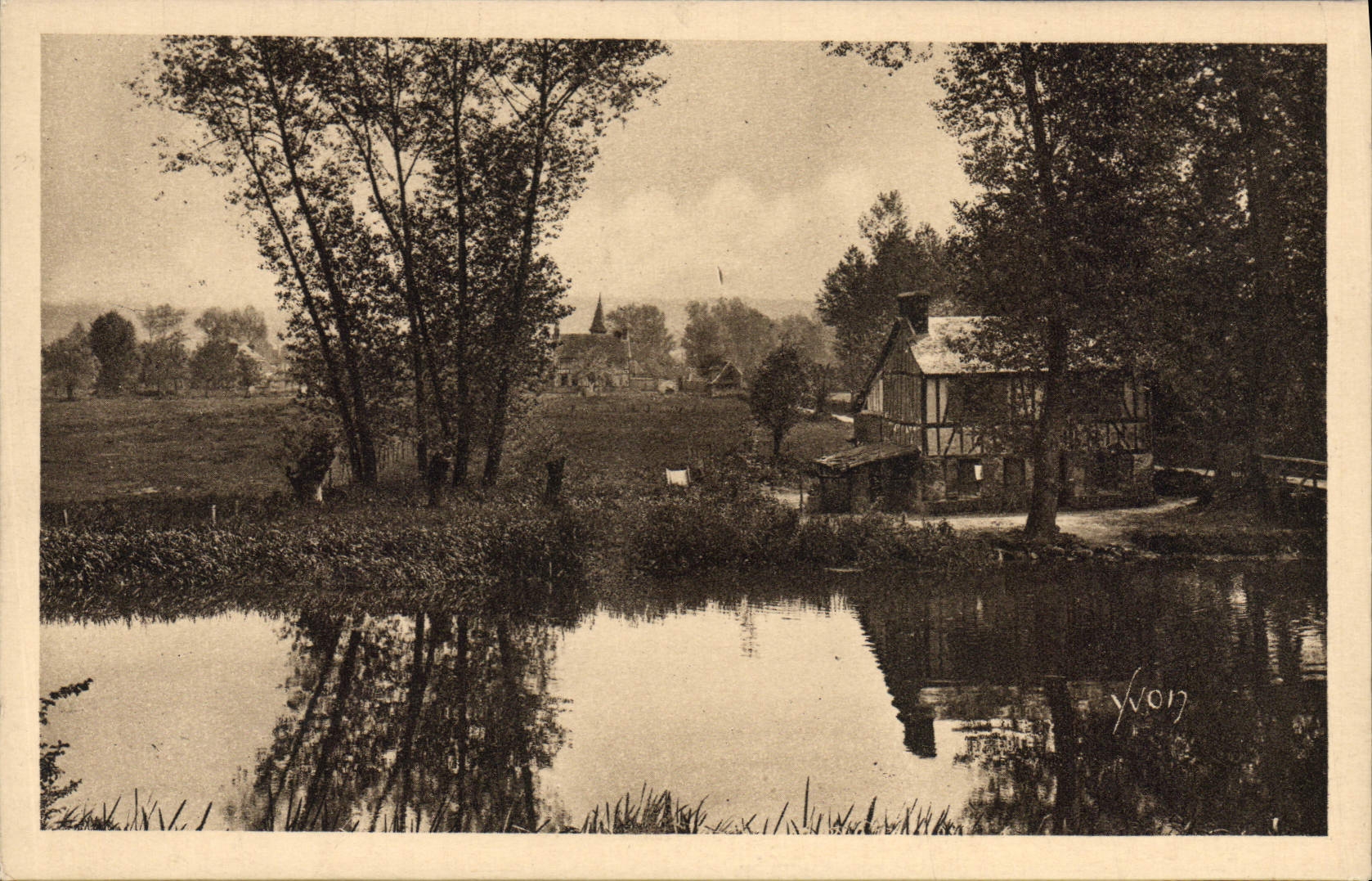 CPA Normandie Village D'Equigny Vue Prise De La Voie Ferree