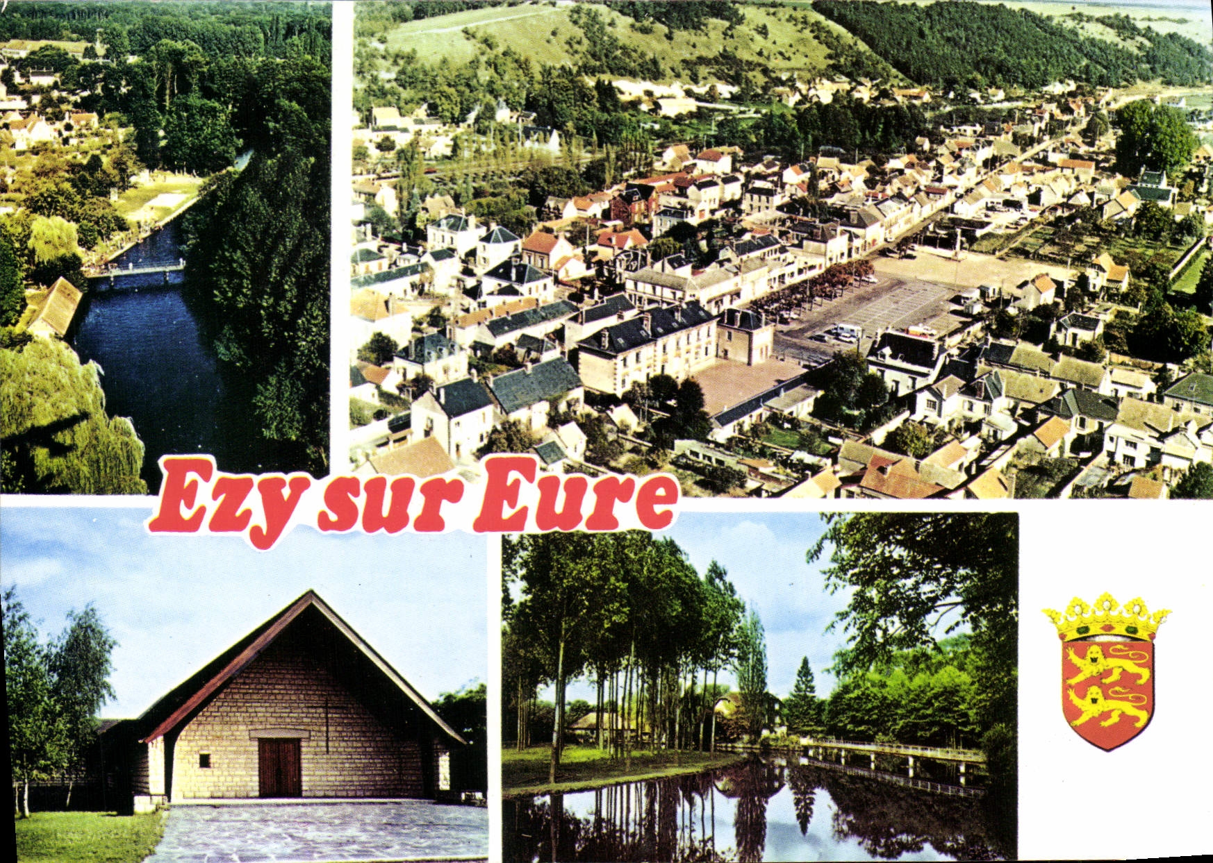 CPSM Ezy Sur Eure Vue Generale La Plage Bords De I'Eure chapelle