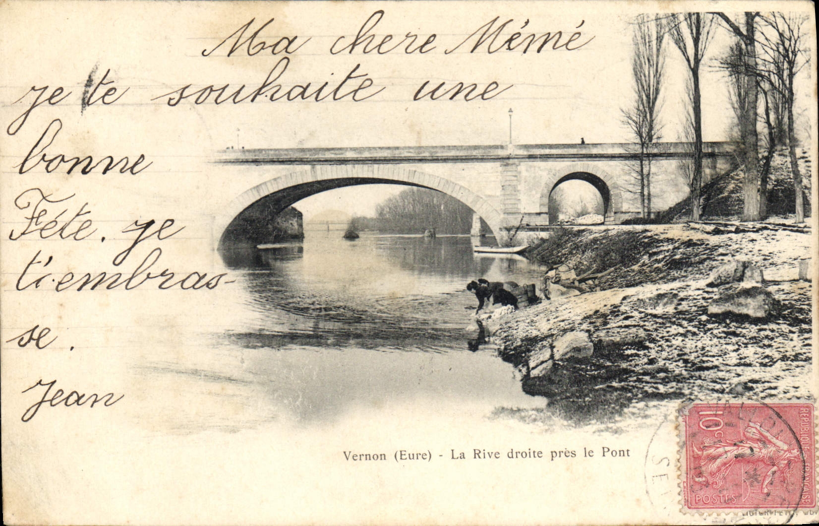 CPA Vernon La Rive Droite Pres Le Pont