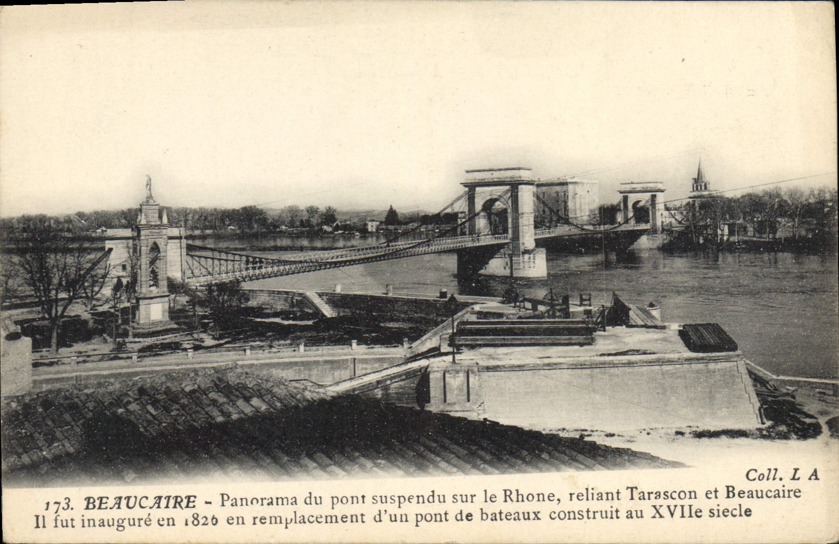 CPA Beaucaire Panorama Du Pont Suspendu Sur Le Rhone