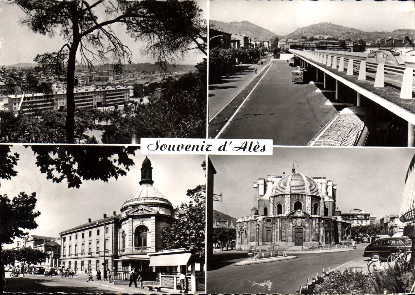 CPSM Ales Vue Generale Gare Routiere Lycee Et Palais