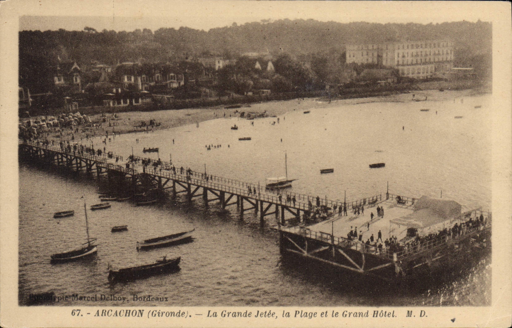 CPA Arcachon La Grande Jetee La Plage Et Le Grand