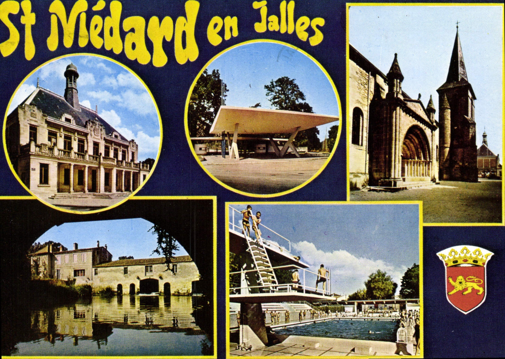 CPSM St Medard En Jalles La Mairie Le Stade L'Eglise