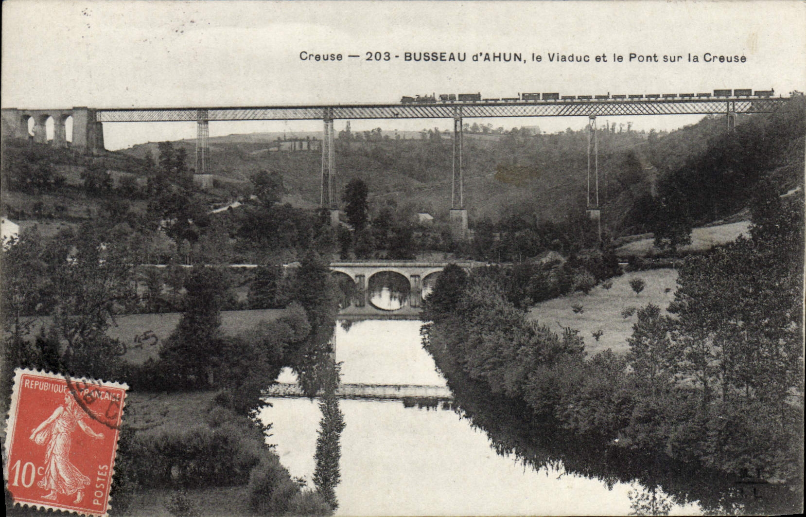 CPA Busseau D'Ahun Le Viaduc Et Le Pont Sur La Creuse