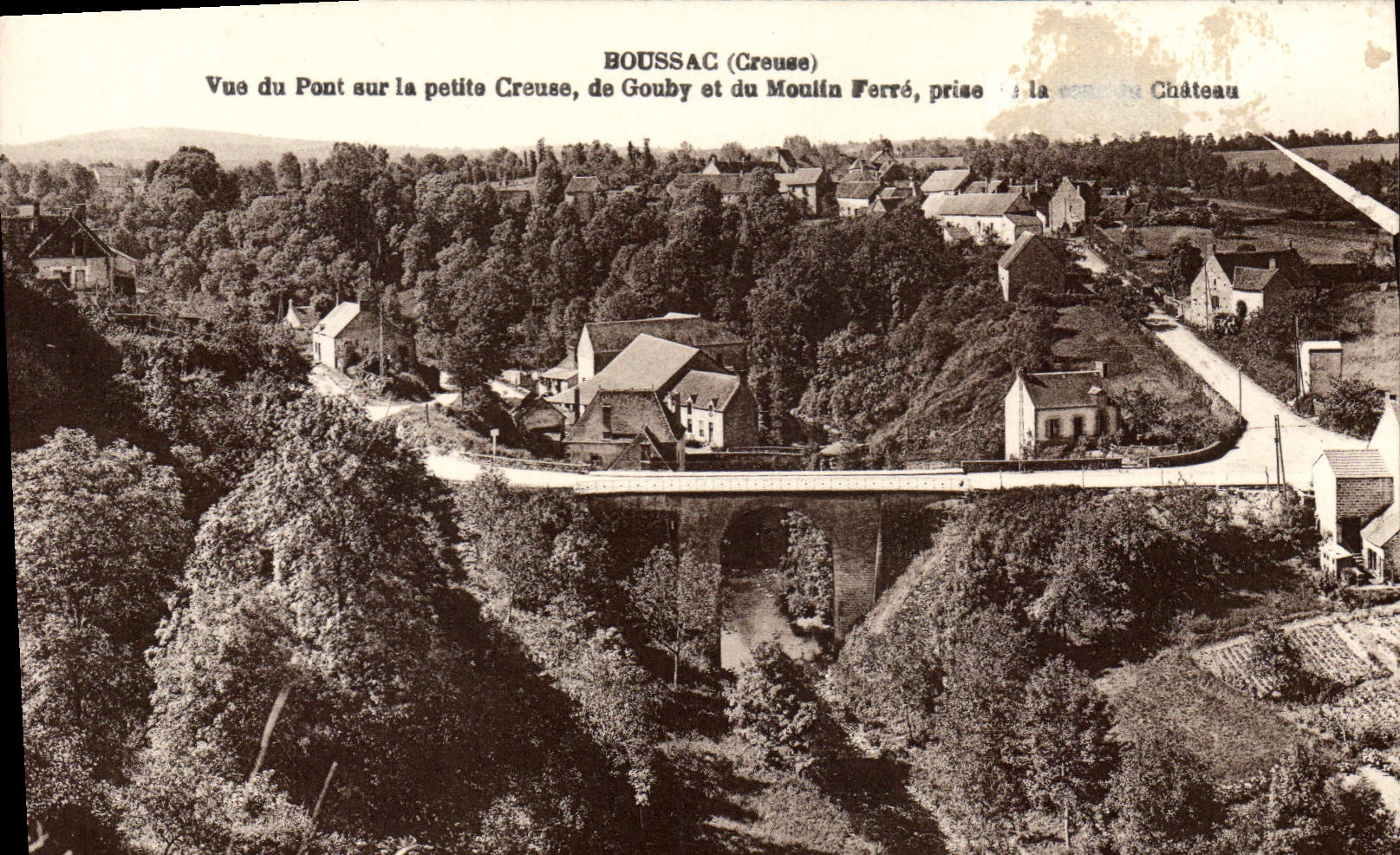 CPA Boussac Vue Du Pont Sur La Petite Creuse de Gouby et du moulin Ferré