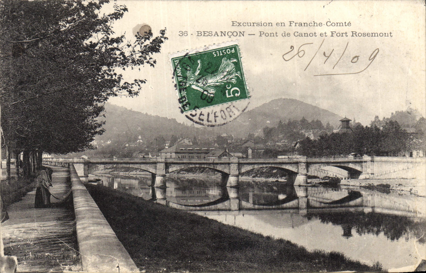 CPA Besancon Pont De Canot Et Fort Rosemout