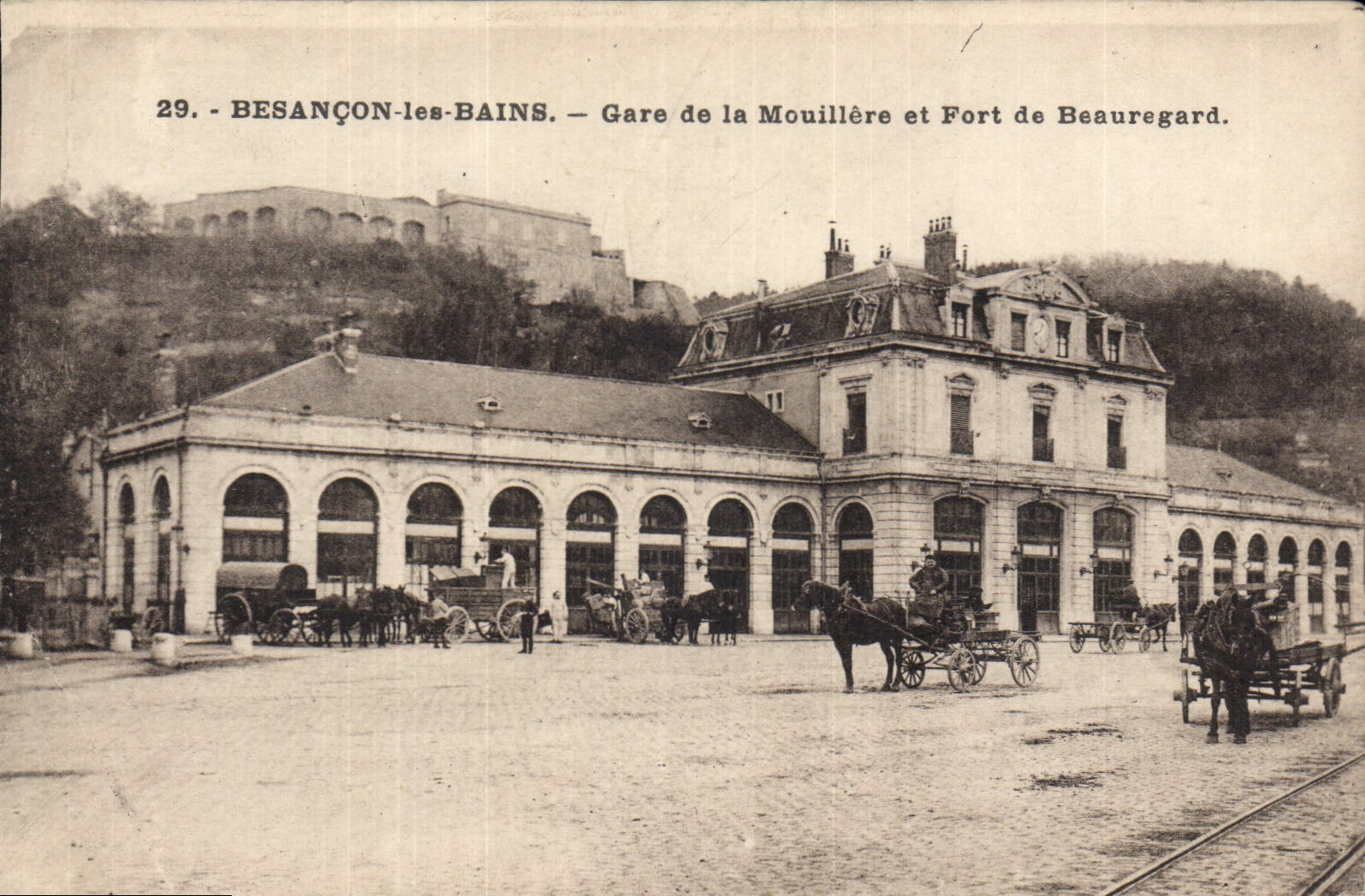 CPA Besancon Les Bains Gare De La Mouillere Et Fort De Beauregard