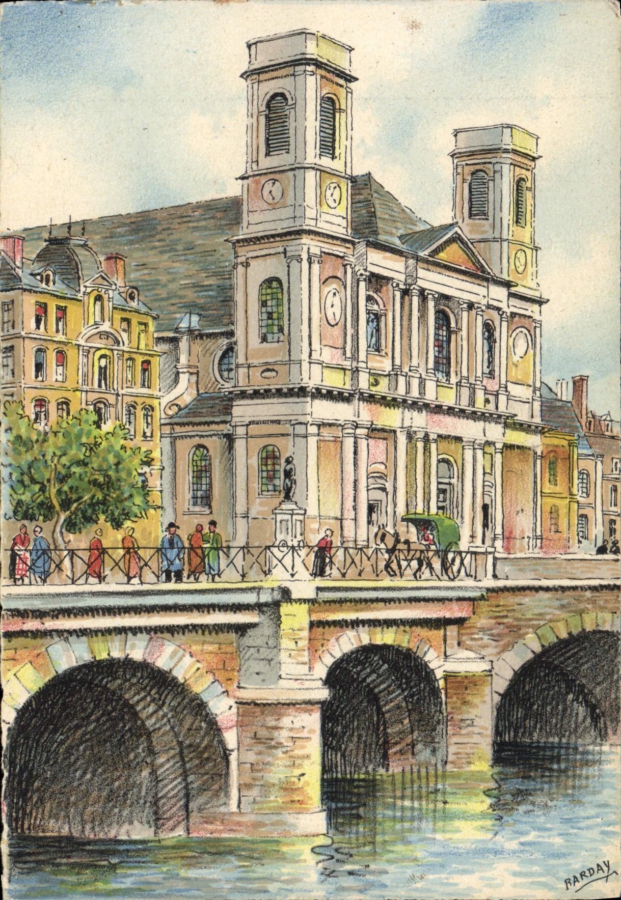 CPSM Besancon La Madeleine Et Le Pont Battant
