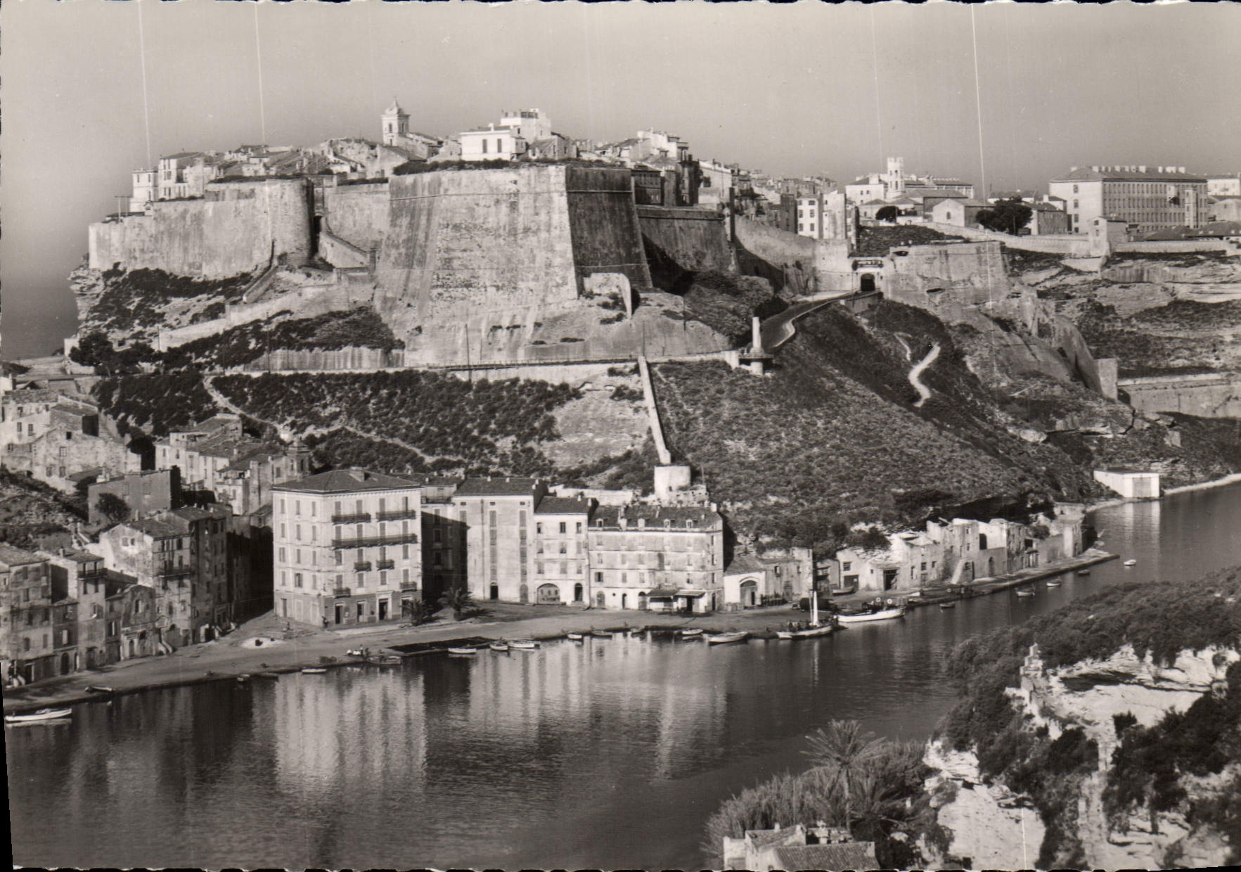 CPSM Bonifacio La Marine Et La Haute Ville