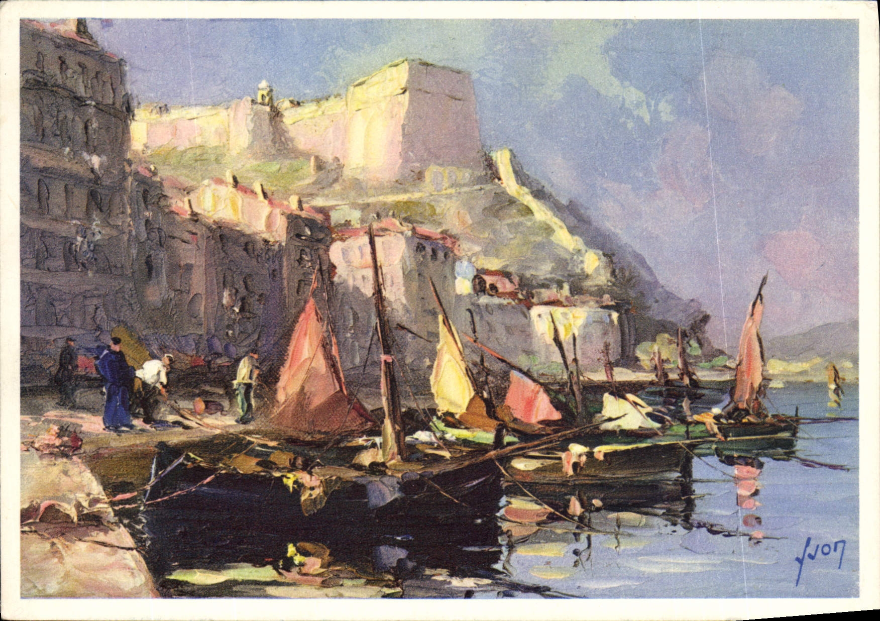 CPSM Bonifacio La Marine Et La Haute Ville
