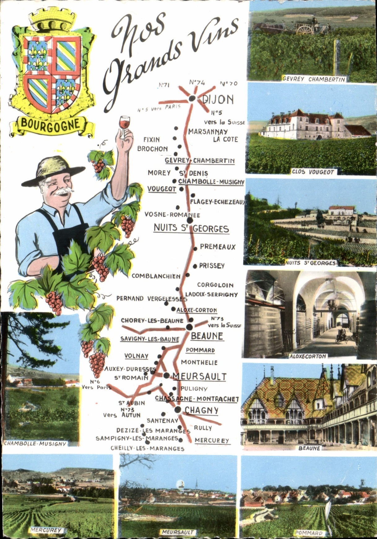 CPSM Bourgogne Gevrey Chambertin Clos Vougeot Mercurey Chambolle Musigny Aloxe Corton