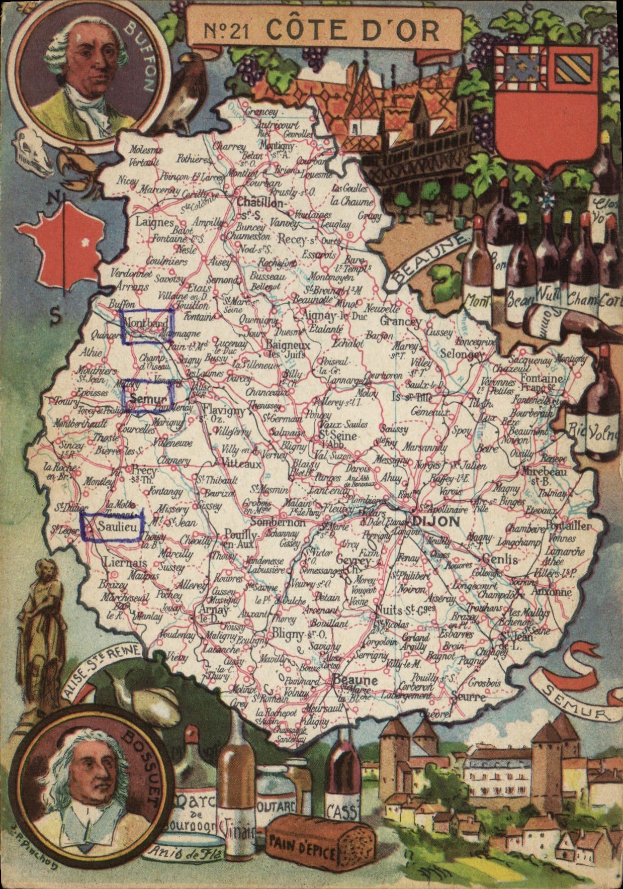 CPSM Cote D'Or Forme D'Une Porne De La Bourgogne Dijon
