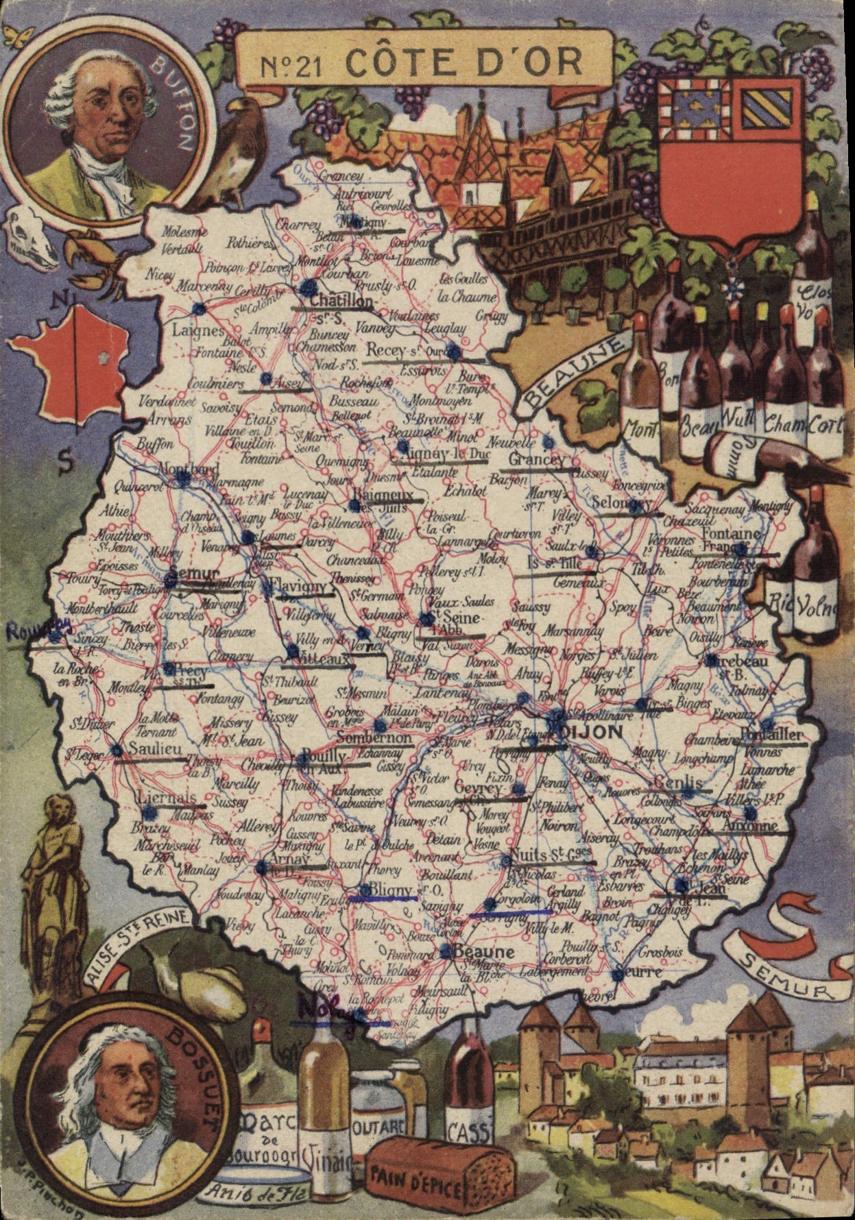CPSM Cote D'Or Forme D'Une Porne De La Bourgogne Dijon