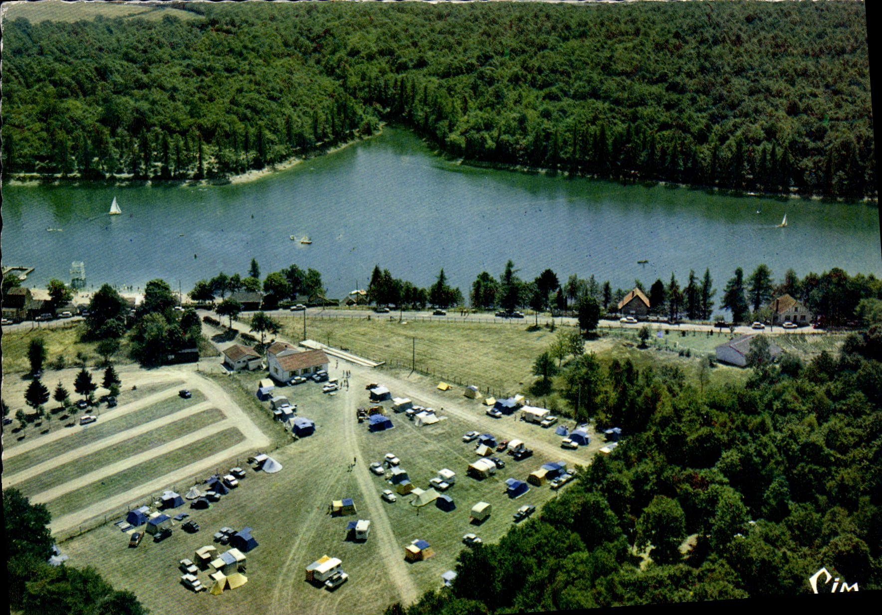 CPSM Lac De Pont Vue Aerienne Terrain De Camping