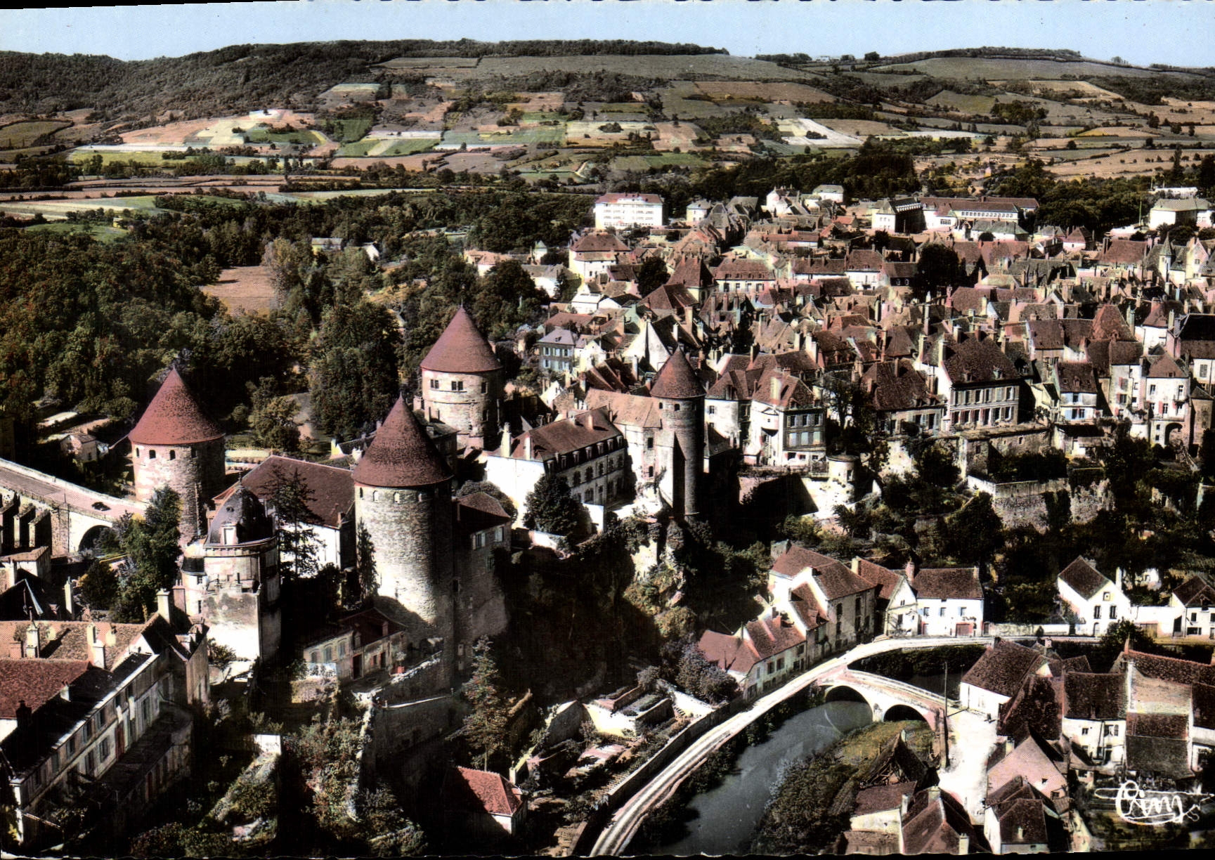 CPSM Semur En Auxois Vue Generale Aerienne