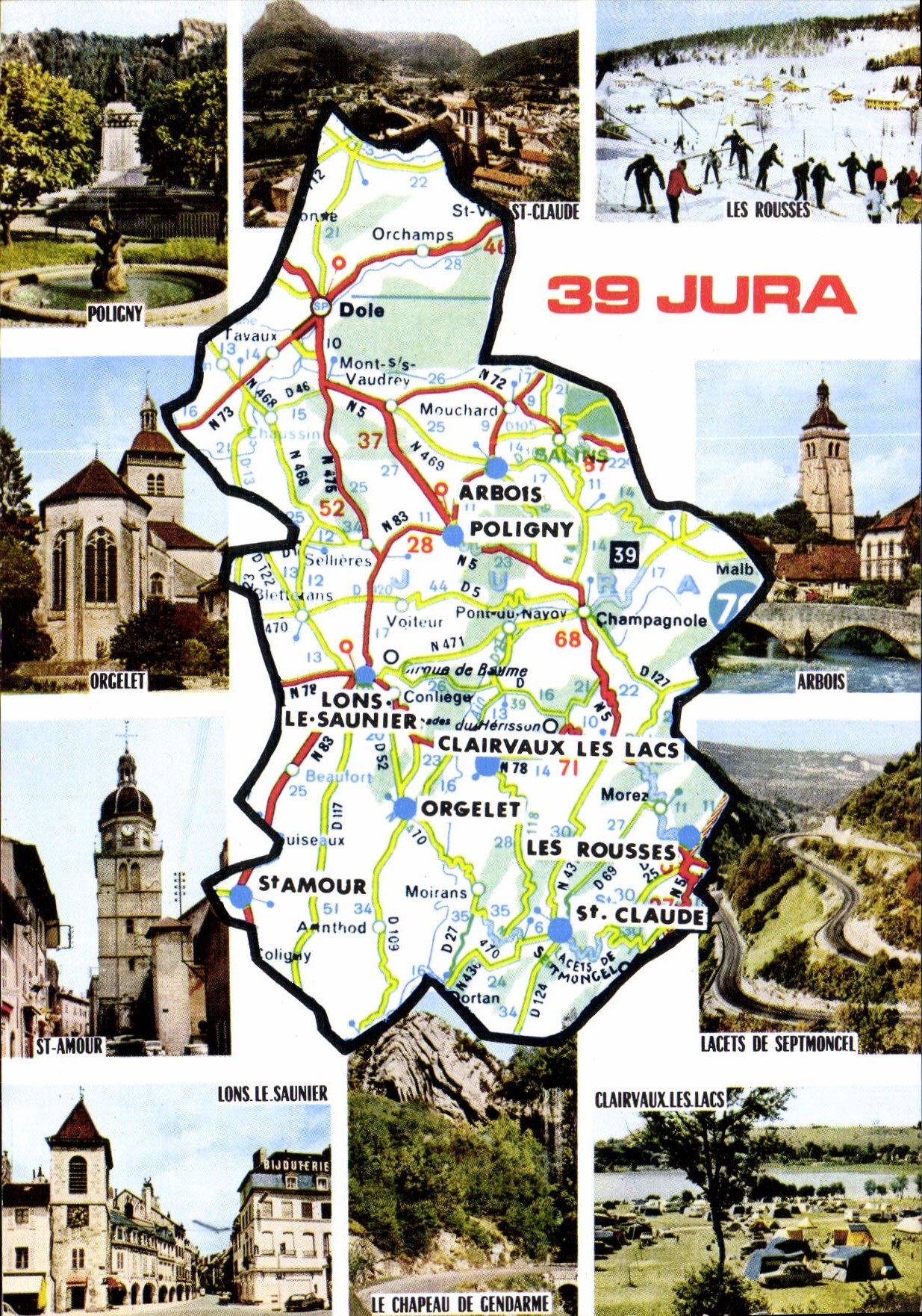 CPSM Jura Poligny Les Rousses Orgelet St Amour Lacets de Septmoncel