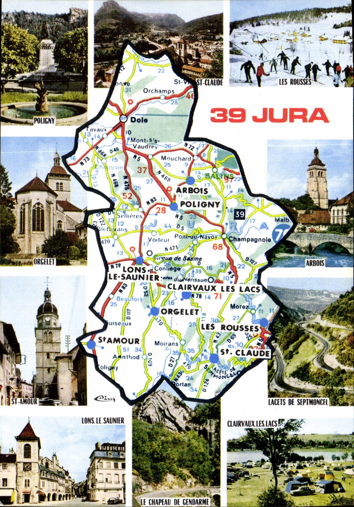 CPSM CPSM Jura Poligny Les Rousses Orgelet St Amour Lacets de Septmoncel