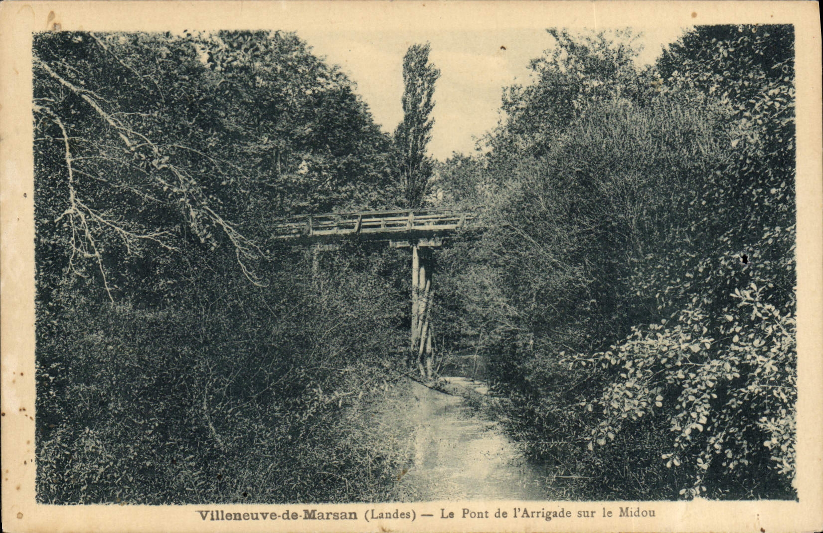 CPA Villeneuve de Marsan Landes Le Pont de l'Arrigade sur le Midou