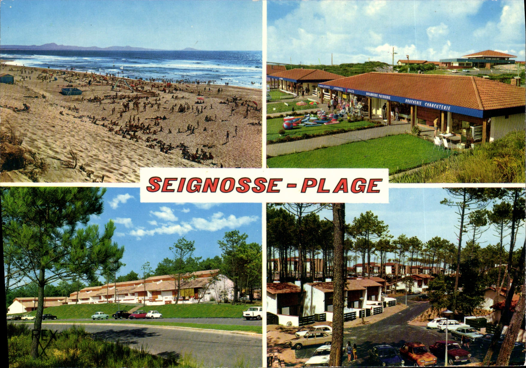 CPSM Seignosse Place La plage des Estagnots Le Centre Commercial Hameau de la Paloumere Le Hameau du