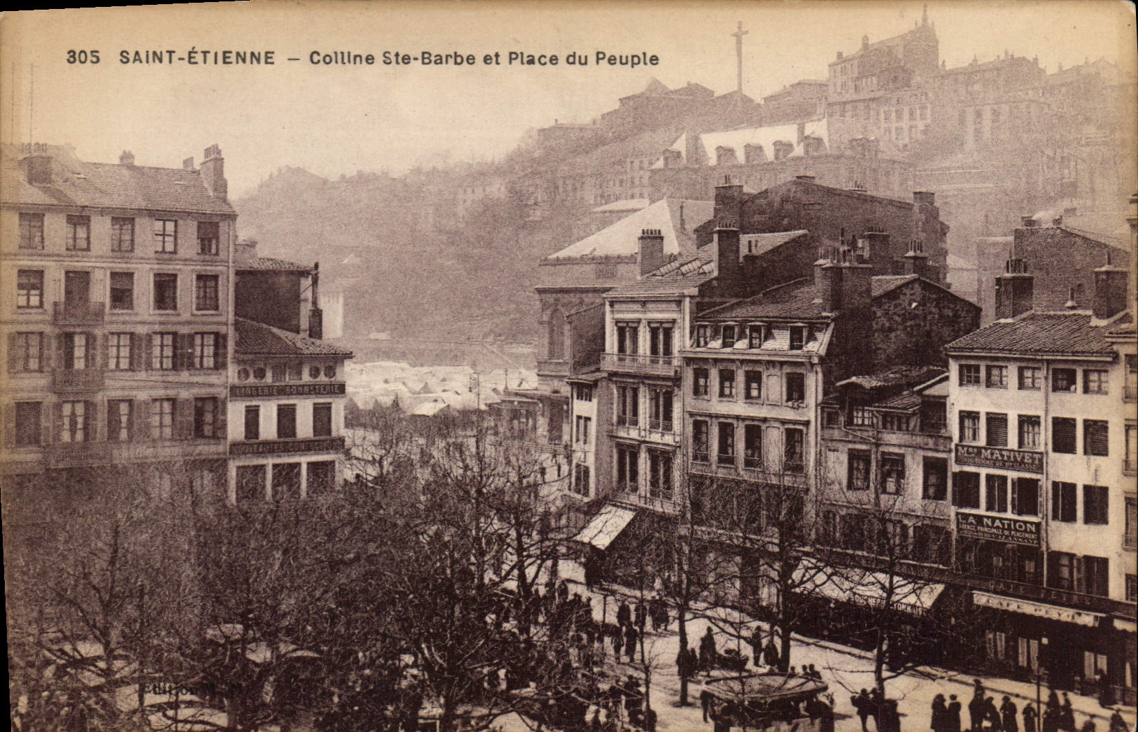 CPA Saint Etienne Colline Ste Barbe et Place du Peuple 