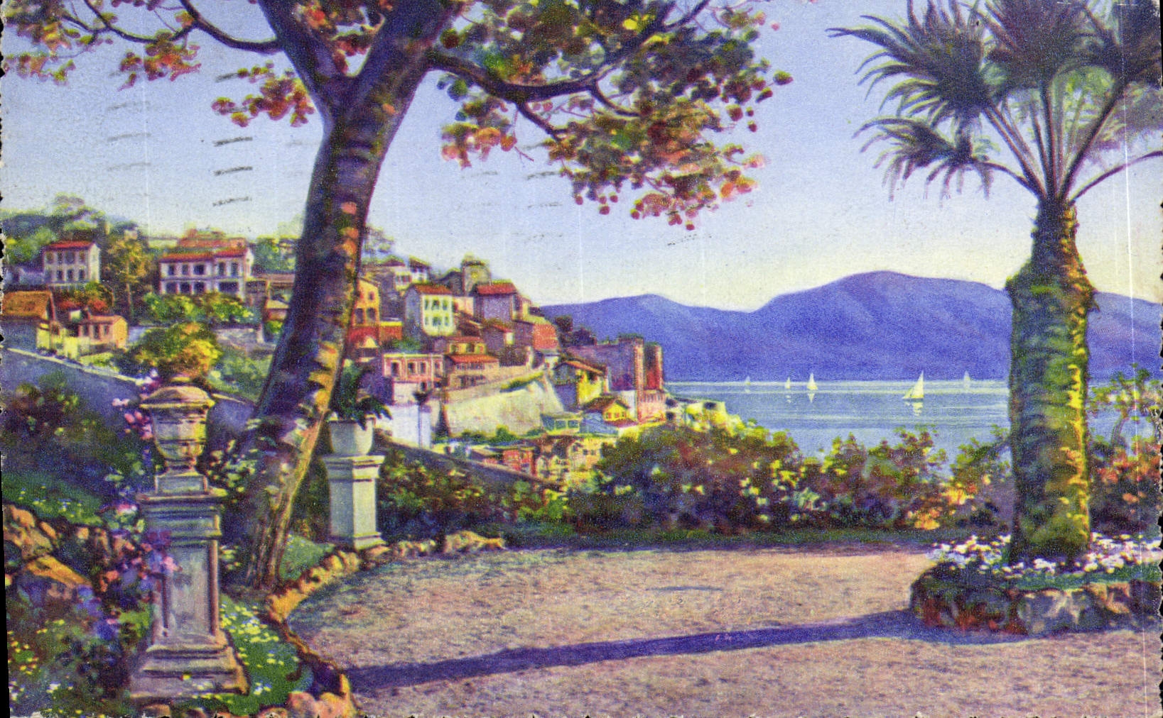 CPA Marseille La Corniche Vue des Jardins de la Reserve