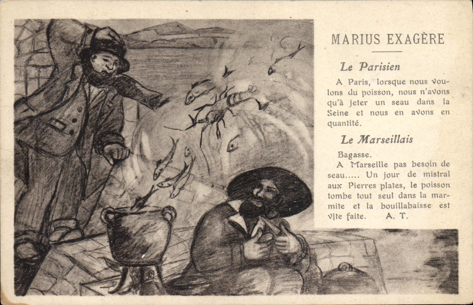 CPA Marius Exagere Le Parisien Le Marseillais