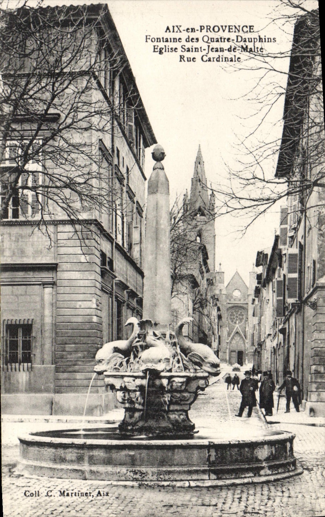 CPA Aix en Provence Fontaine des Quatre Dauphins Eglise Saint Jean de Malte Rue Cardinale
