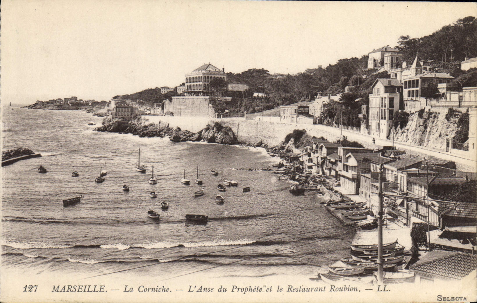 CPA Marseille La Corniche L'Anse du Prophete et le Restaurant Roubion