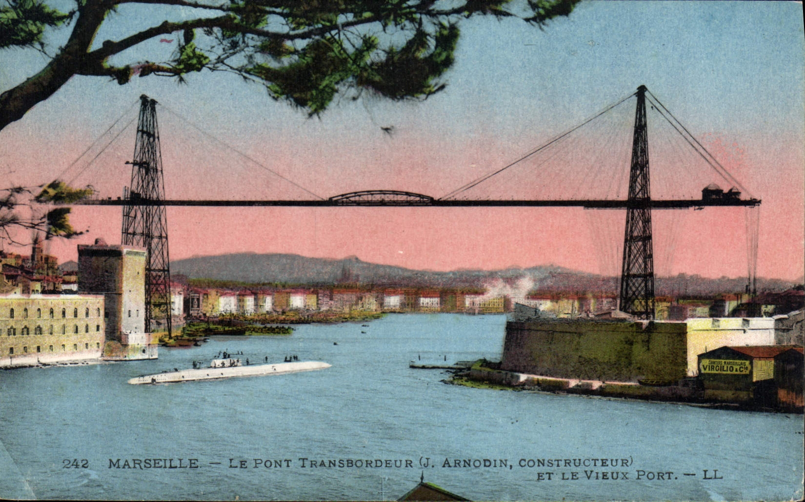 CPA Marseille Le Pont Transbordeur J Arnodin Constructeur et le Vieux Port