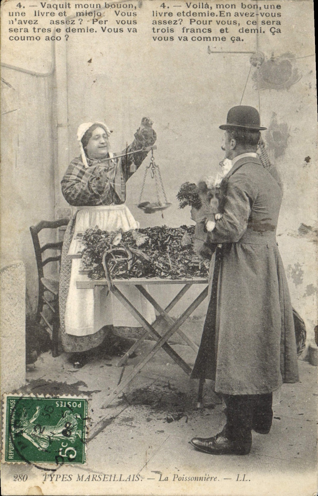 CPA Types Marseillais La Poissonniere Vaquit moun bouon une livre et miejo 