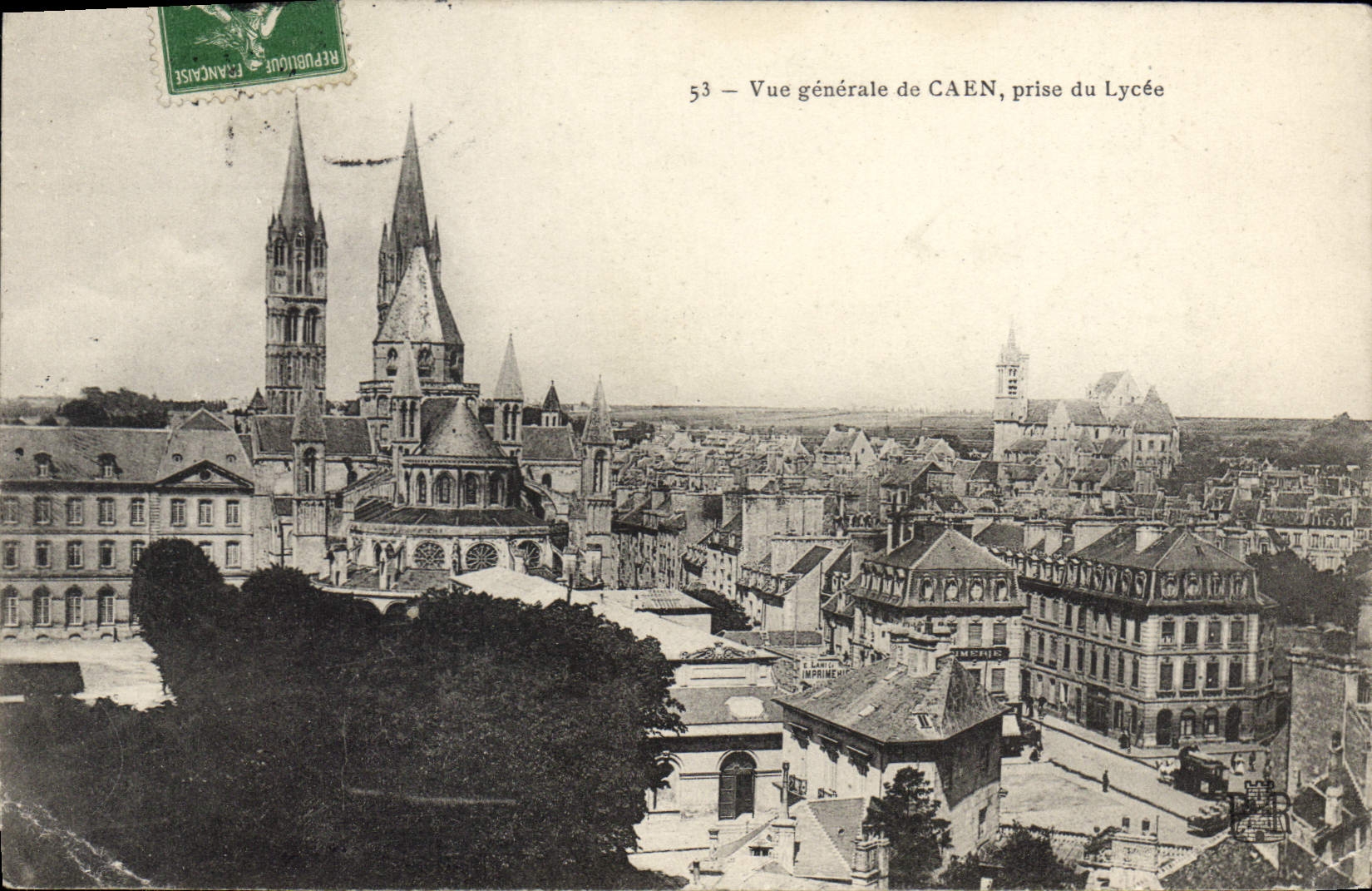 CPA Vue generale de Caen prise du Lycee 