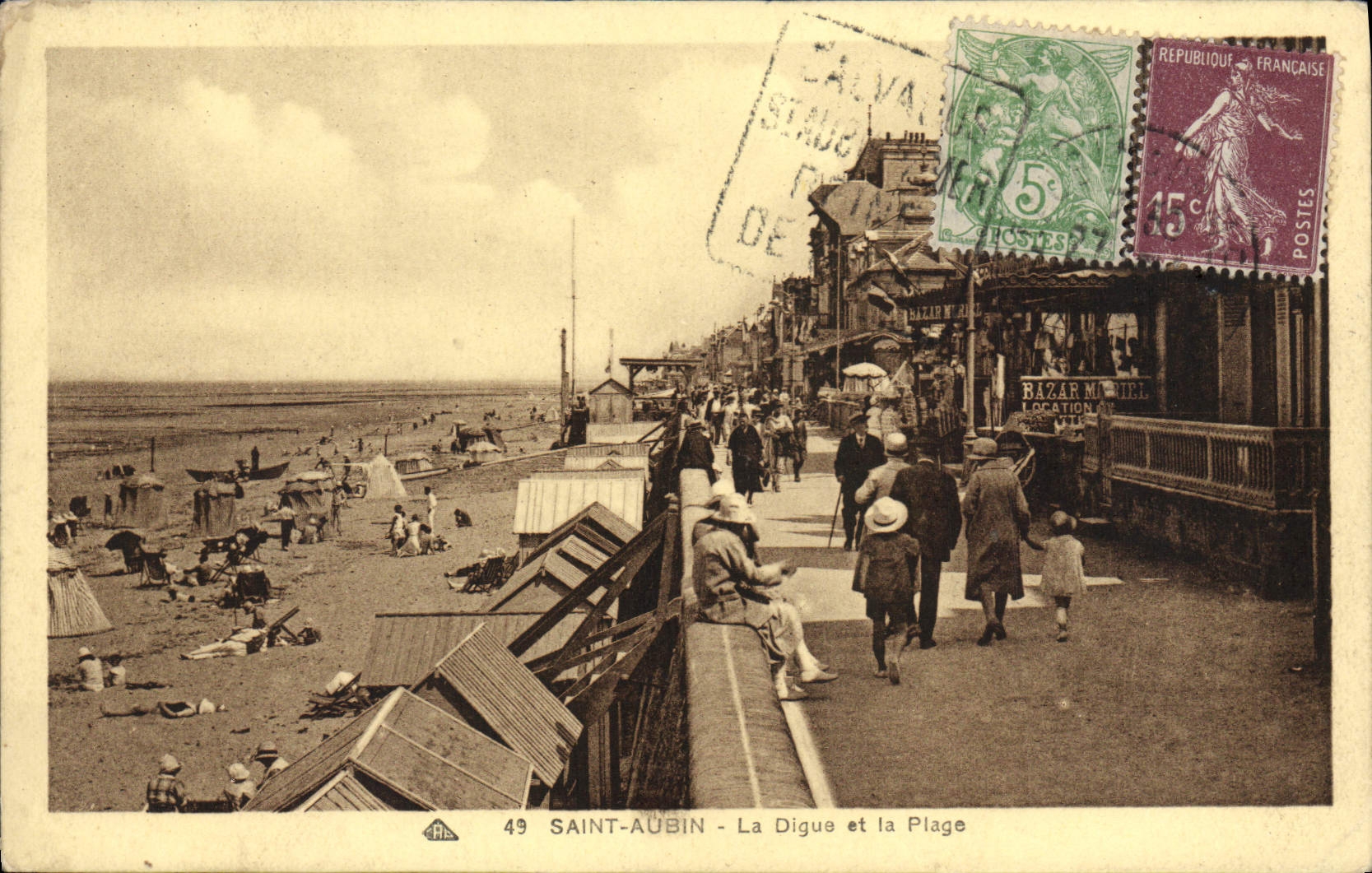 CPA Saint Aubin La Digue et la Plage 
