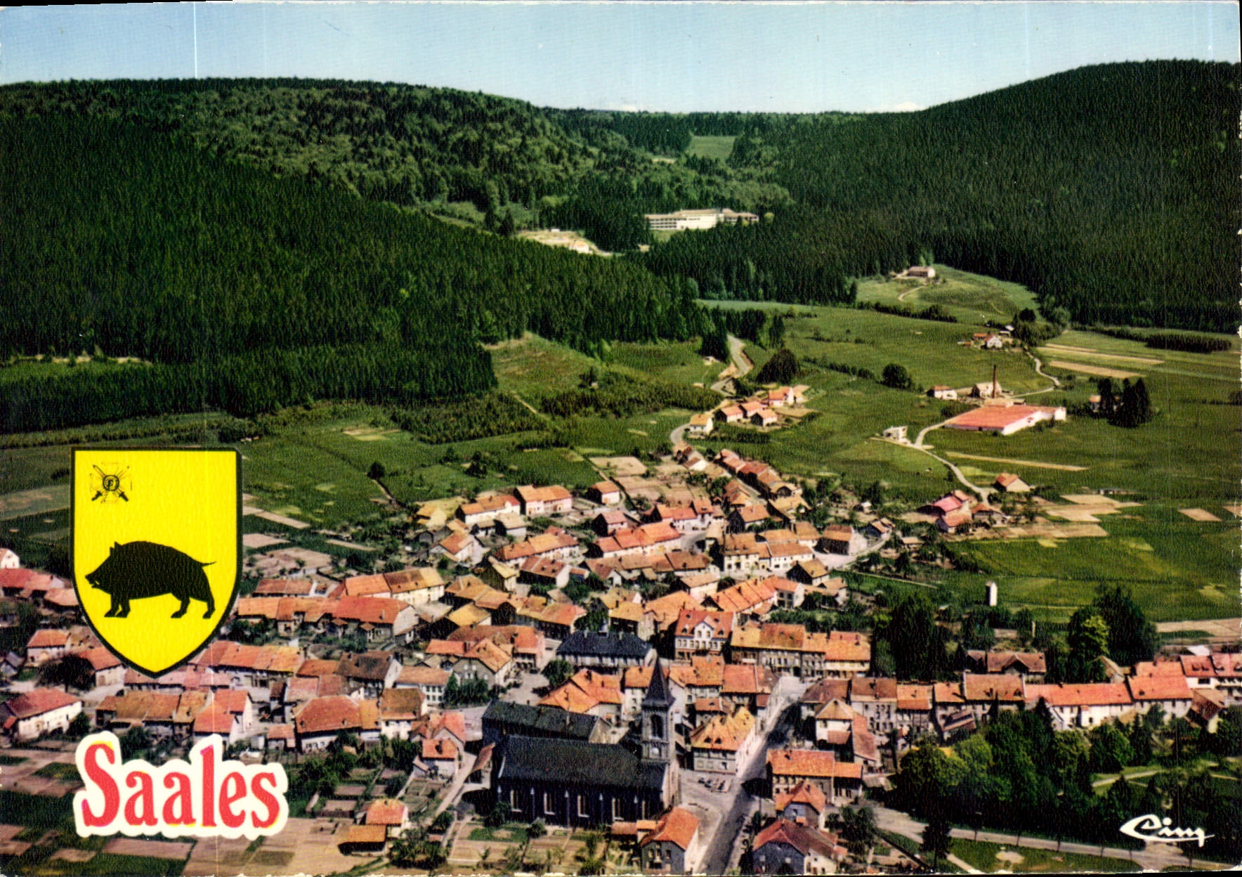 CPSM Saales Bas Rhin Vue aerienne centre médical