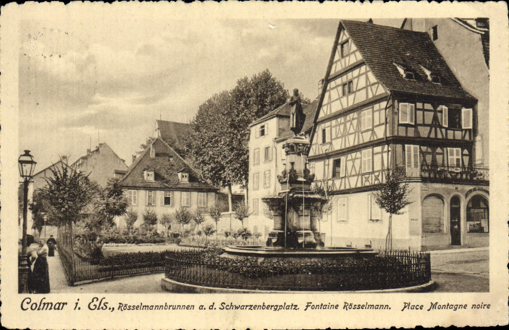 CPA Colmar Fontaine Rosselmann Place Montagne noire