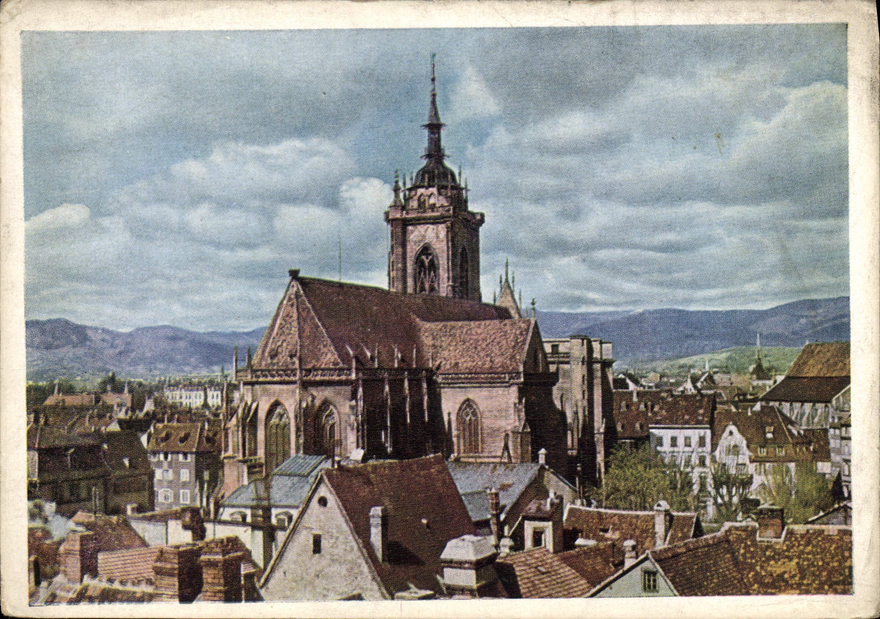 CPSM Colmar Vue sur la Vieillle Ville et la Chaine des Vosges